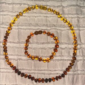 Baltic Amber Beaded Necklace and Bracelet Set